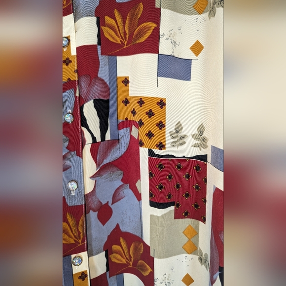Vintage Multi-print Button Up Shirt Western Style - Picture 6 of 7